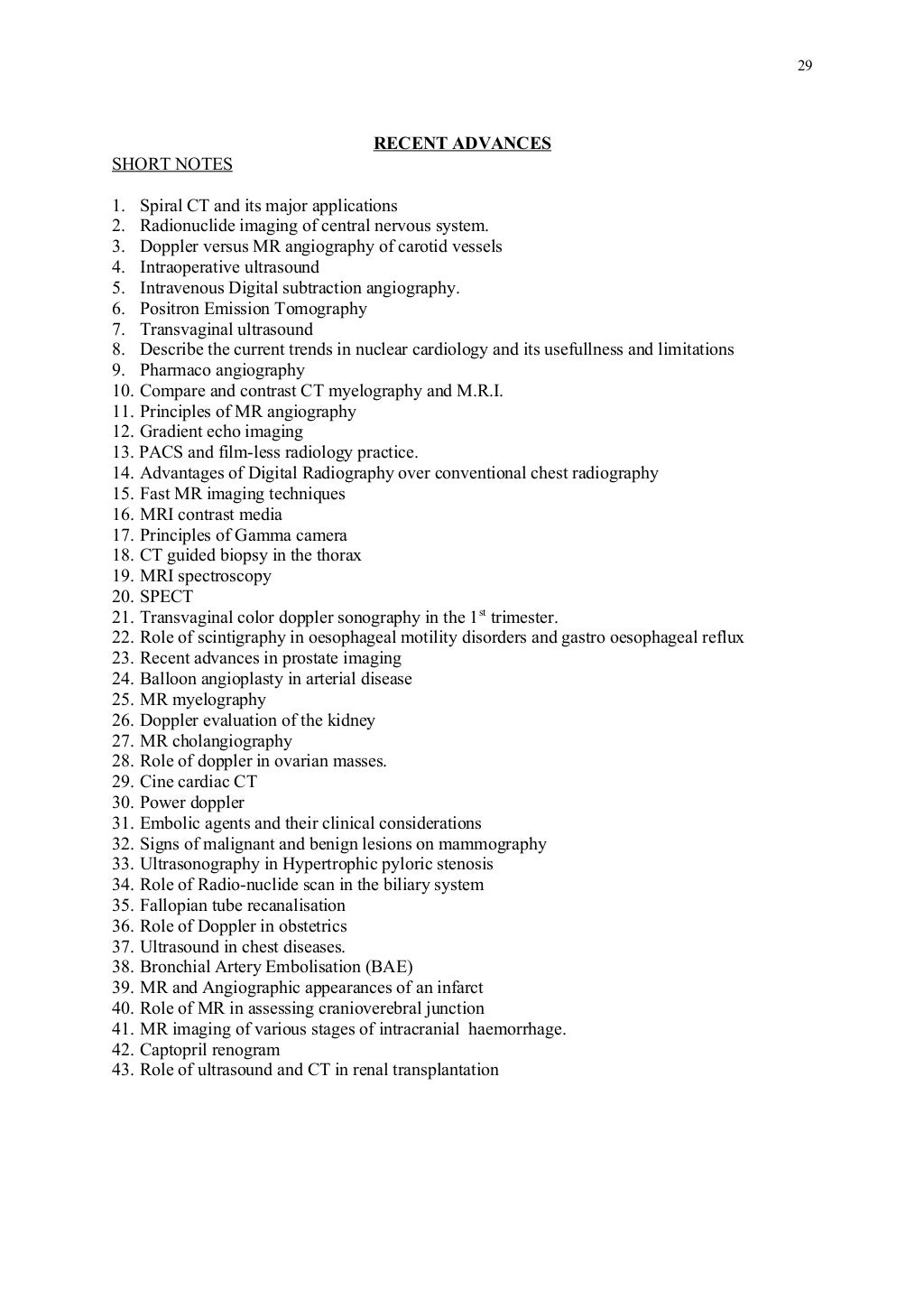 Radiology question bank