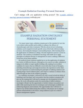 radiology residency personal statement sample