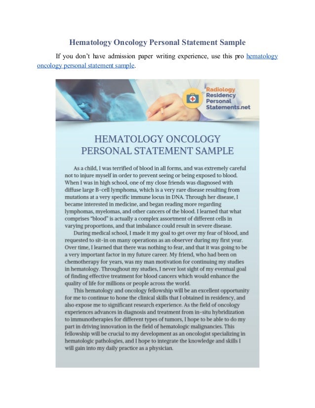 Radiology residency personal statement examples