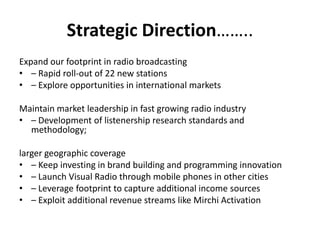 Sample For Radio Strategy.pdf Radio Mirchi India ,Strategy In Fm Business | PPTX