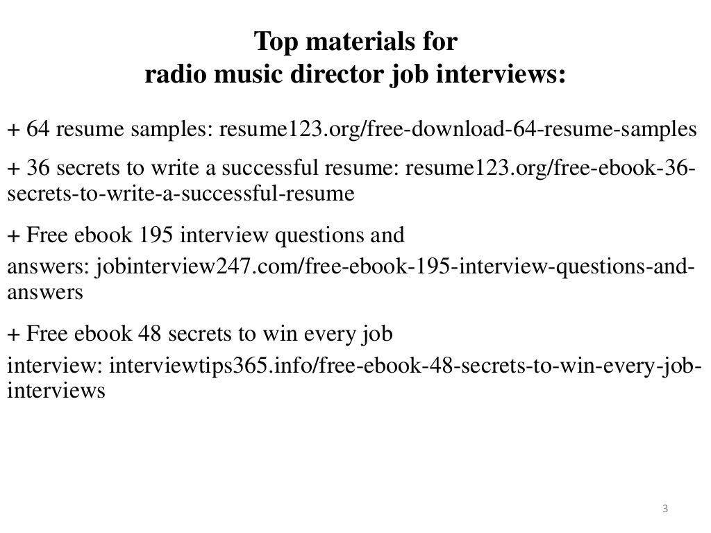 Radio Music Director Resume Sample Pdf Ebook Free Download
