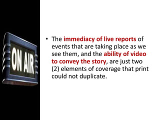 It is signed off with the reporter’s name and affiliation (“This is Sandra Aguinaldo for News on Q.”)Voice-ActualityIt includes an actuality*, or a snippet of an interview, or other relevant audio from a newsmaker or news event	* interview segment recorded on tape