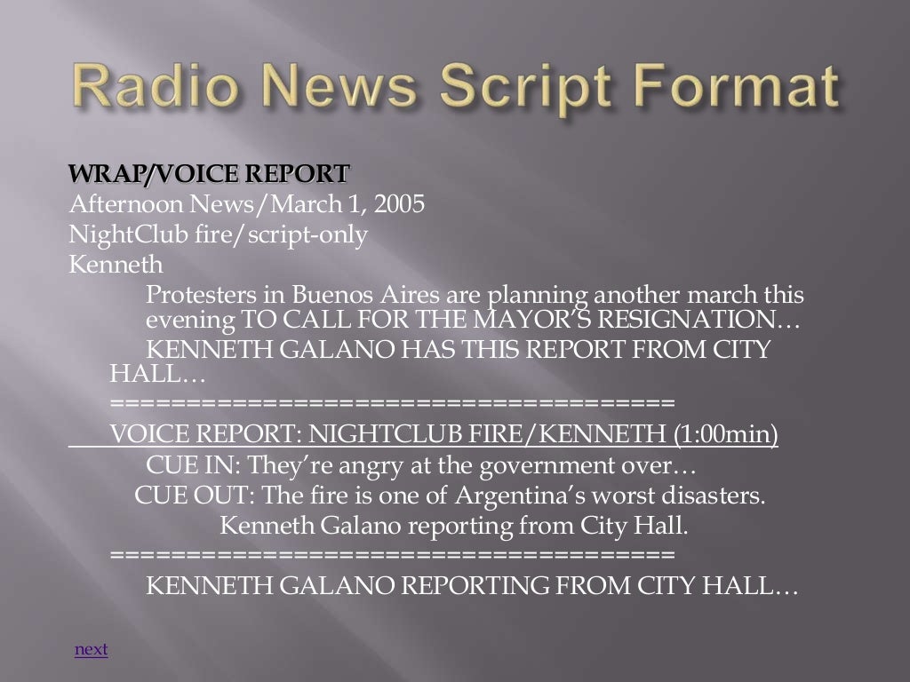Radio News Script Format