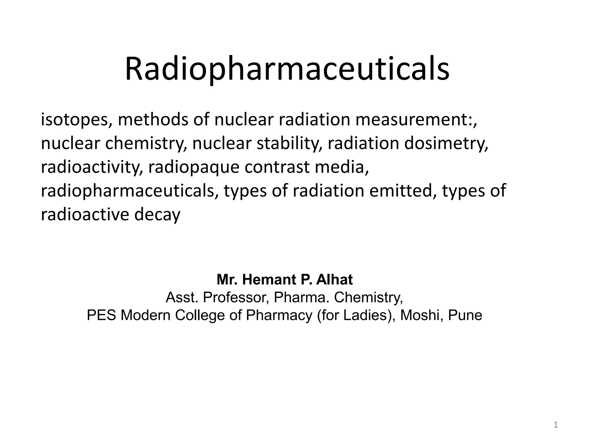Radiopharmaceuticals | PPT