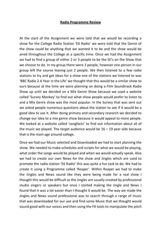 Radio programme review | DOCX