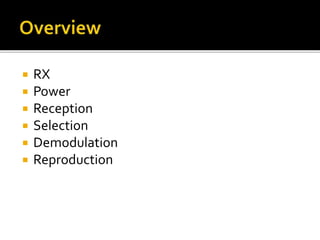  RX
 Power
 Reception
 Selection
 Demodulation
 Reproduction
 