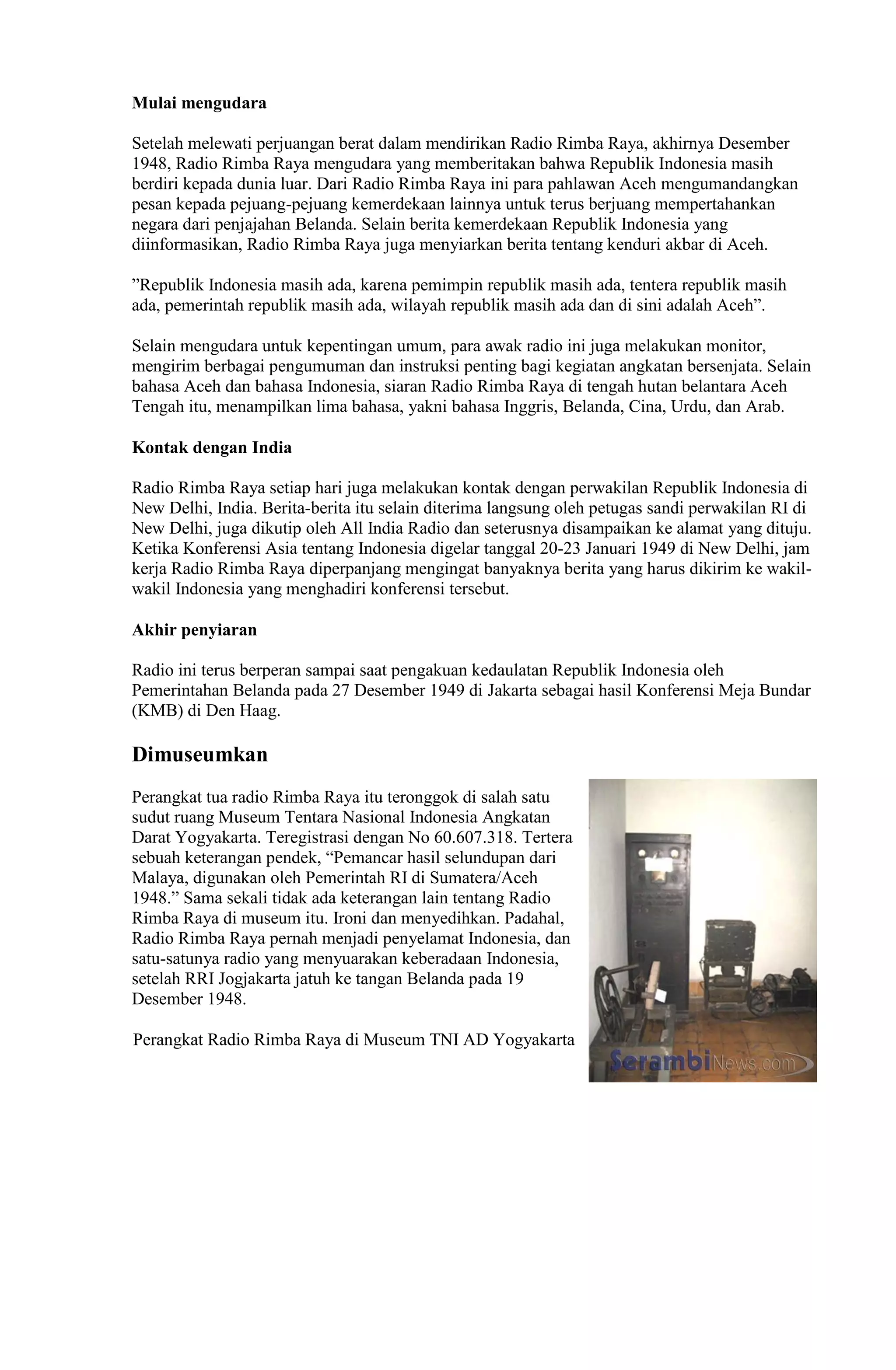 Radio rimba raya | PDF