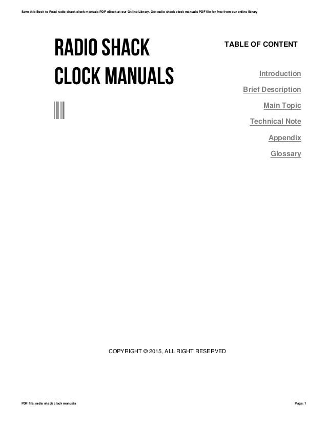 Radio shack clock manuals
