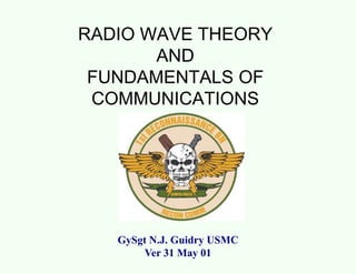 RADIO WAVE THEORY
AND
FUNDAMENTALS OF
COMMUNICATIONS
GySgt N.J. Guidry USMC
Ver 31 May 01
 
