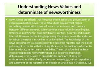 News Values Examples RADIO TV NEWS REPORTING-1.pptx mcm218... | PPTX