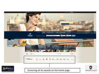 Screening all its awards on the home page
 