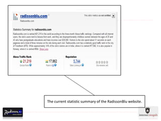 The current statistic summary of the RadissonBlu website.
 