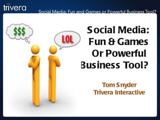 Tom Snyder Trivera Interactive Social Media: Fun & Games Or Powerful  Business Tool? 