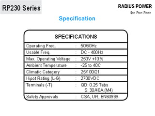 Specification
 