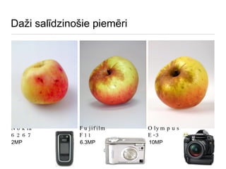 Daži salīdzinošie piemēri Nokia 6267 Fujifilm F11 Olympus E-3 2MP 6.3MP 10MP 