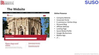 The Website
eMarketing: The Essential Guide to Digital Marketing
Online Presence
• Company Website
• Corporate Portal
• E-...
