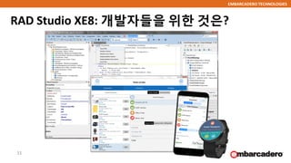 EMBARCADERO TECHNOLOGIES
RAD Studio XE8: 개발자들을 위한 것은?
11
 