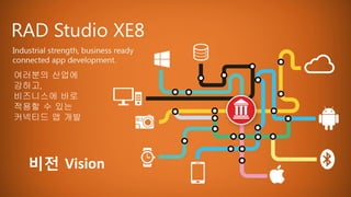 EMBARCADERO TECHNOLOGIES
2
비전 Vision
여러분의 산업에
강하고,
비즈니스에 바로
적용할 수 있는
커넥티드 앱 개발
 