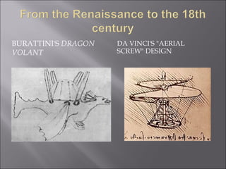 BURATTINI'S DRAGON
VOLANT
DA VINCI'S "AERIAL
SCREW" DESIGN
 