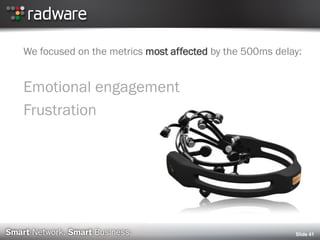 Slide 41
We focused on the metrics most affected by the 500ms delay:
Emotional engagement
Frustration
 