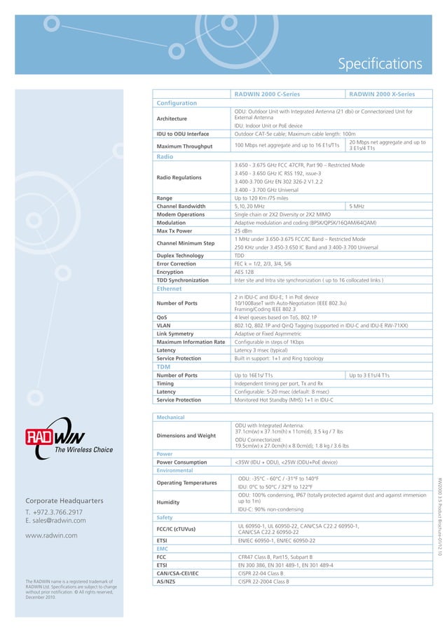 Radwin 2000 3.5_brochure | PDF