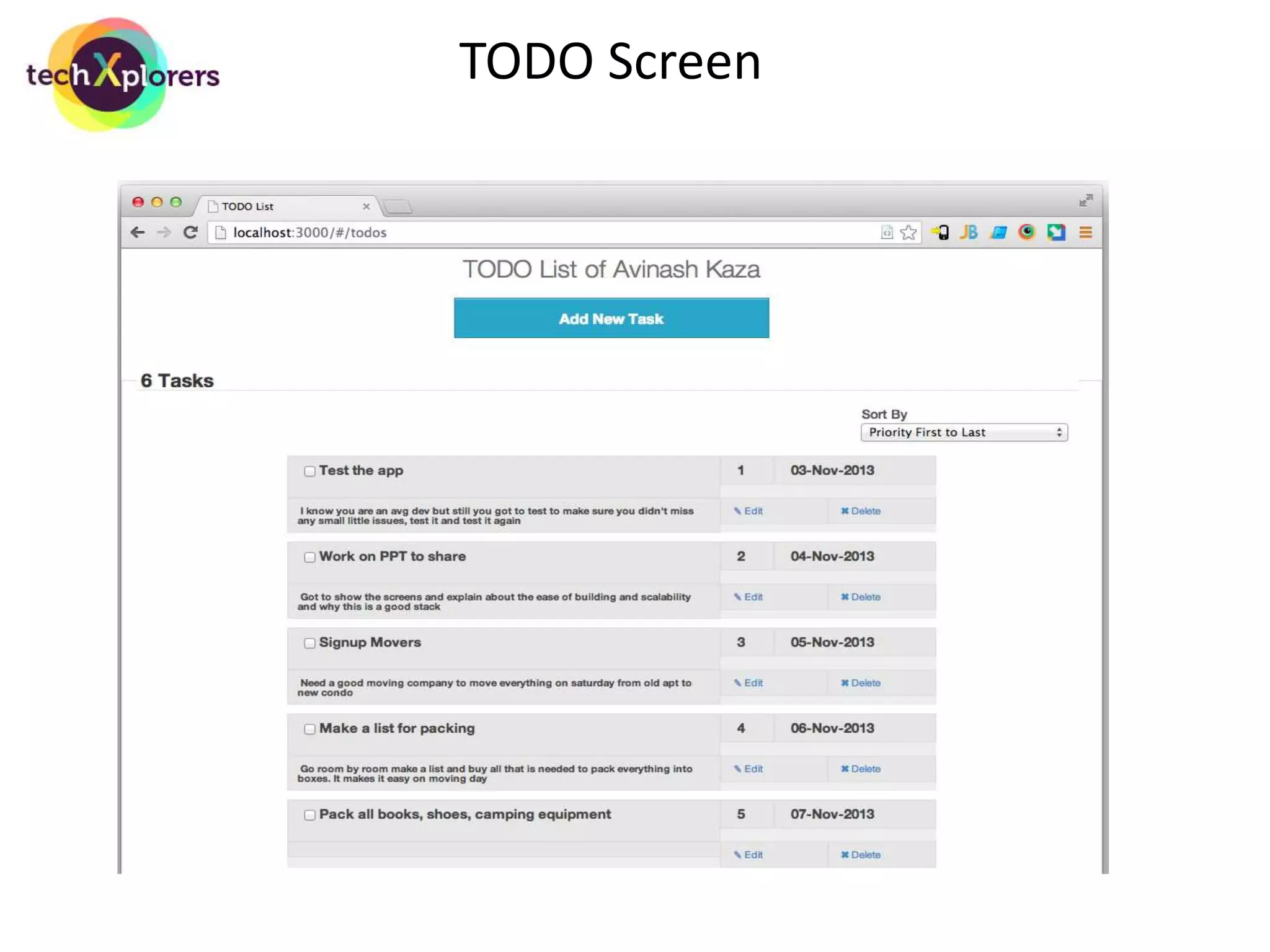 Signup Screen 
Sign Up Screen | Client side validations | Server side validations 
 