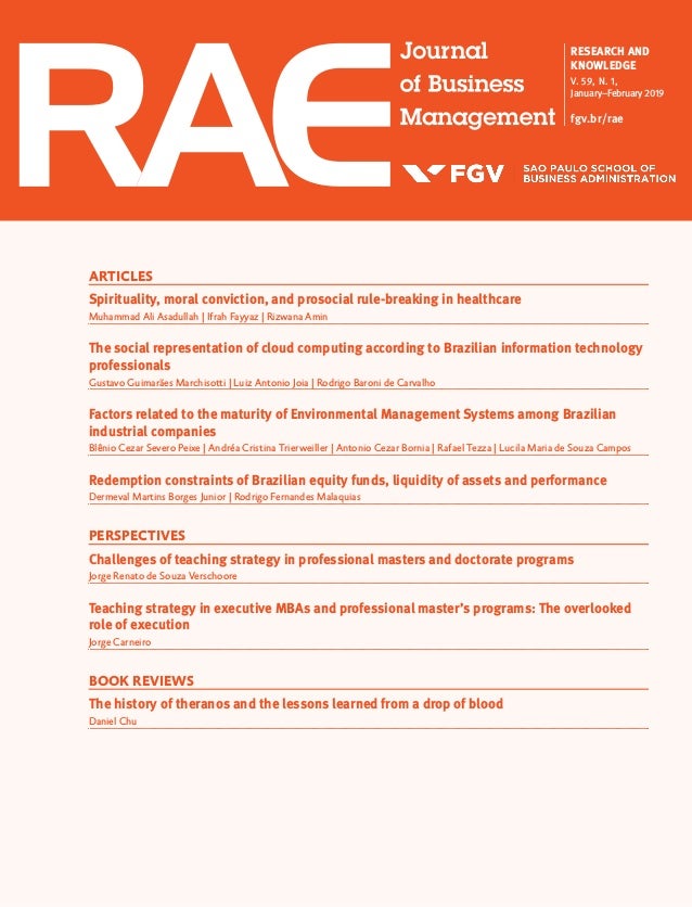 Rae Revista De Administracao De Empresas Journal Of Business Managem - articles spirituality moral conviction and prosocial rule breaking in healthcare muhammad ali asadullah