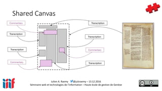 Julien A. Raemy @julsraemy – 13.12.2016
Séminaire web et technologies de l’information – Haute école de gestion de Genève
Shared Canvas
 