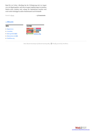 META
Registrieren
Anmelden
Beitrags-Feed (RSS)
Kommentare als RSS
WordPress.org
PARTNER
DoFollow Blog
← Older posts
Bund für ein Verbot. Allerdings hat die US-Regierung dort im August
2013 ein Signal gegeben, nach demsie gegen Legalisierungen in einzelnen
Staaten nicht vorgehen wird, solange der Jugendschutz beachtet wird
sowie weder Schmuggel inandere Bundesstaatennochkriminelle
Seite:Räuchermischungen by Räuchermischung Blog. Proudly powered by WordPress.
→3 CommentsPosted in Home
converted by Web2PDFConvert.com
 