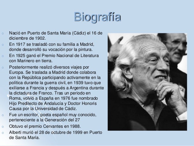 Resultado de imagen de biografia para niños rafael alberti