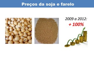 Preços da soja e farelo


                   2009 a 2012:
                    + 100%
 