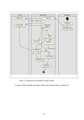 Figura 15. Diagrama de atividades do Super Trunfo

O arquivo XML utilizado pelo Super Trunfo está ilustrado abaixo na Figura 16.




                                        41
 