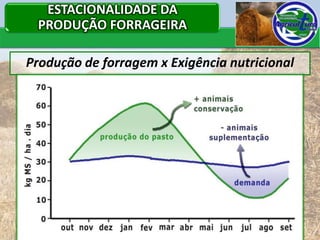 ESTACIONALIDADE DA
 PRODUÇÃO FORRAGEIRA

Produção de forragem x Exigência nutricional
 