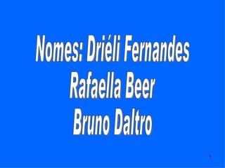 Nomes: Driéli Fernandes  Rafaella Beer Bruno Daltro 
