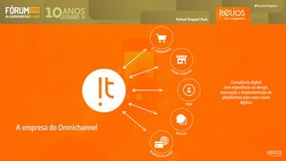 A empresa do Omnichannel
Consultoria digital
com experiência no design,
concepção e implementação de
plataformas para seus canais
digitais
Rafael Ruppel Ruiz
 