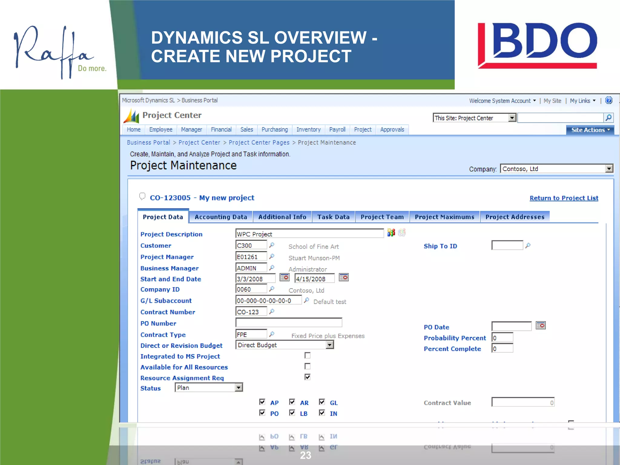 23
DYNAMICS SL OVERVIEW -
CREATE NEW PROJECT
 