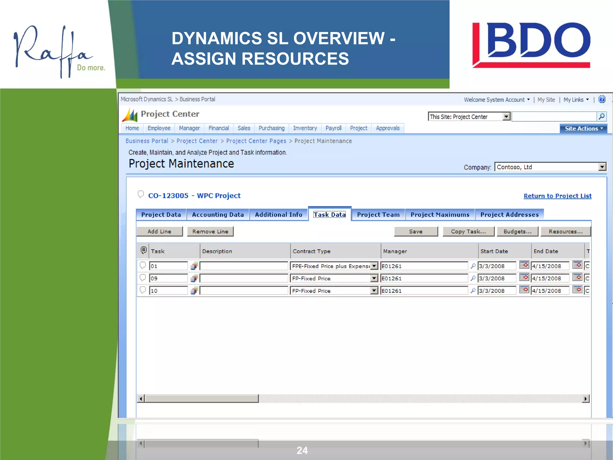 DYNAMICS SL OVERVIEW -
ASSIGN RESOURCES
24
 