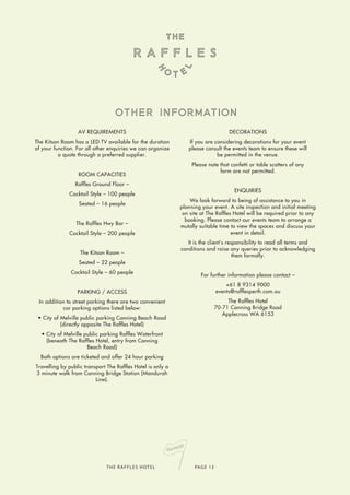 Raffles Hotel Functions Package | PDF