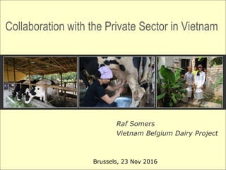 Raf Somers
Vietnam Belgium Dairy Project
Brussels, 23 Nov 2016
Collaboration with the Private Sector in Vietnam
 
