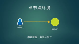 单节点环境
client
server
存在数据一致性问题 ?
 