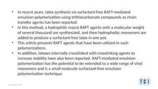 RAFT Agents Useful for Surfactant-Free Emulsion Polymerization | PPTX