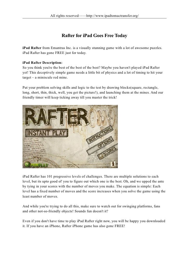 Rafter For Ipad Goes Free Today