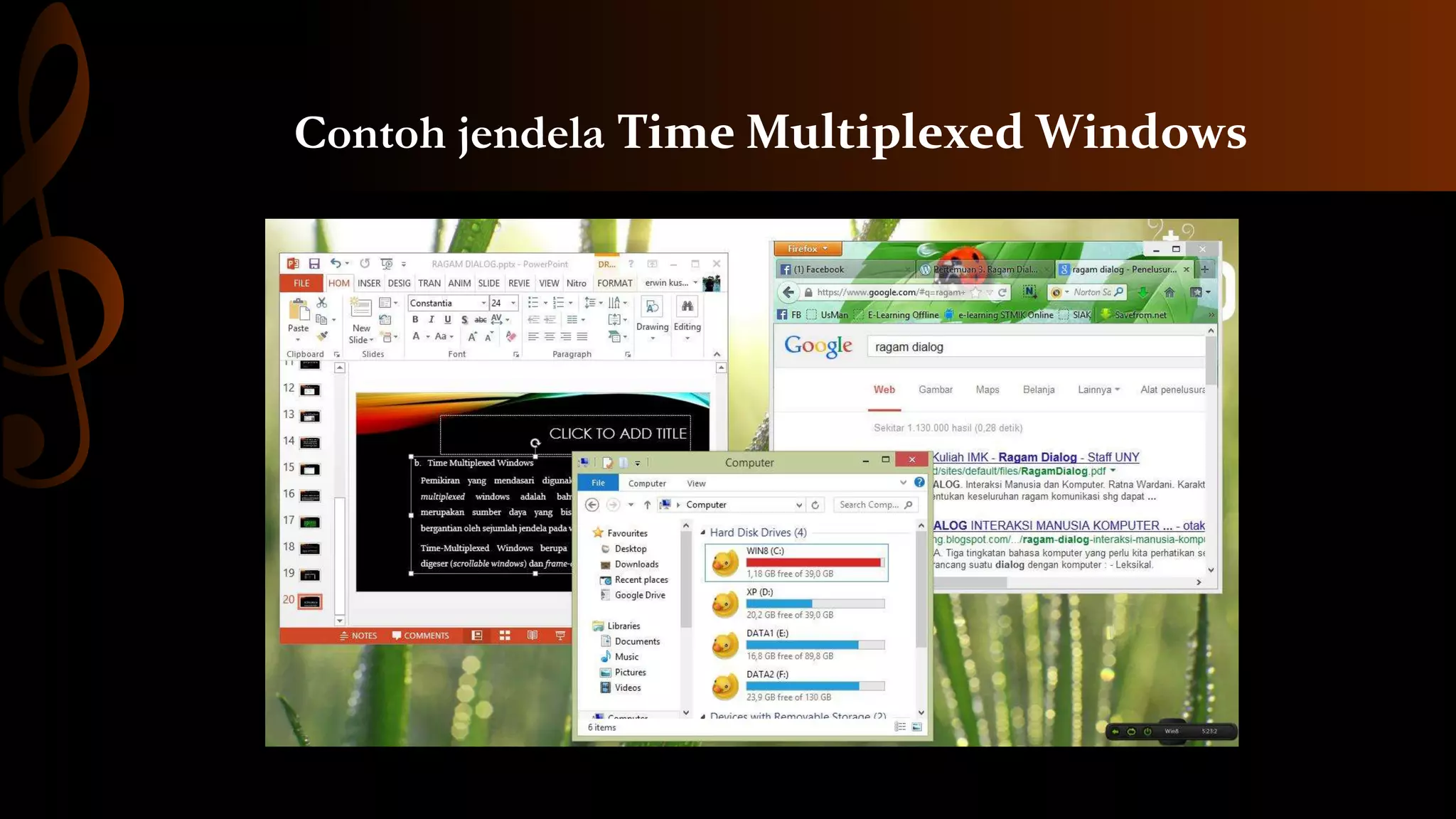 Contoh jendela Time Multiplexed Windows

 