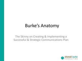 Burke’s Anatomy

 The Skinny on Creating & Implementing a
Successful & Strategic Communications Plan
 