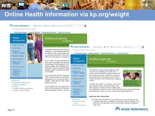 Online Health Information via kp.org/weight 