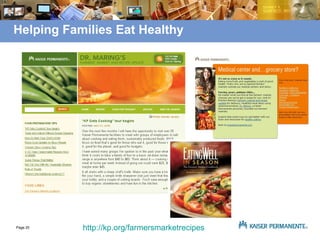 Helping Families Eat Healthy http://kp.org/farmersmarketrecipes   
