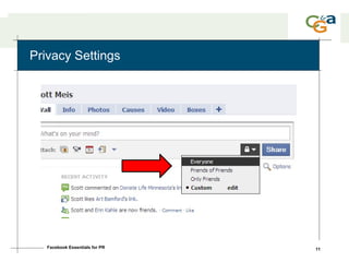 Privacy Settings Facebook Essentials for PR 