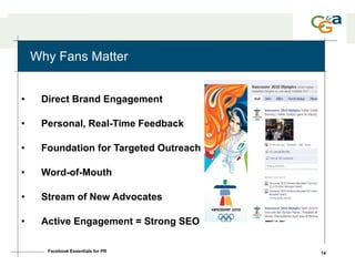 Why Fans Matter <ul><li>Direct Brand Engagement </li></ul><ul><li>Personal, Real-Time Feedback </li></ul><ul><li>Foundatio...