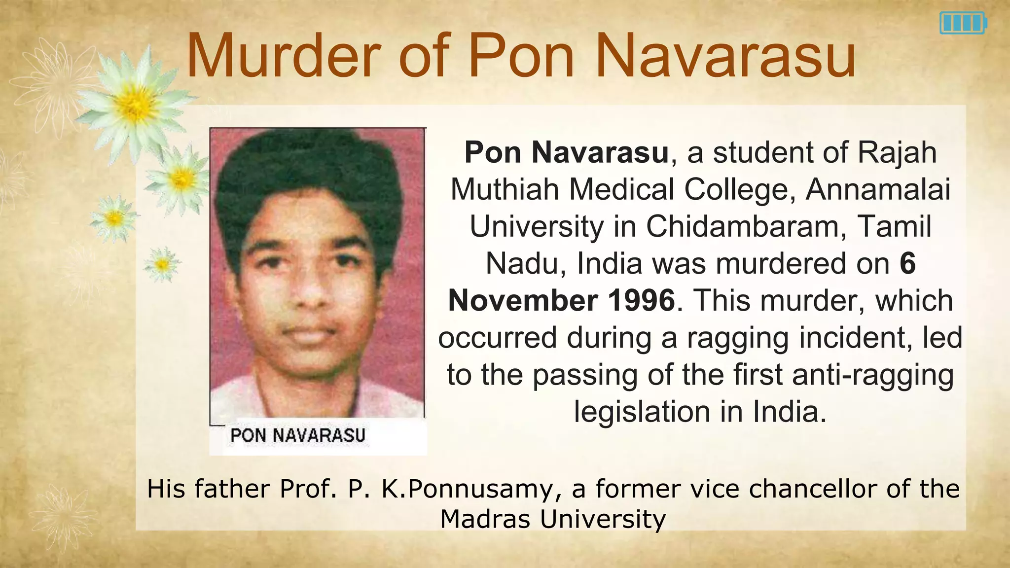 Tamil Nadu Prohibition of Ragging Act (1997) | PPTX