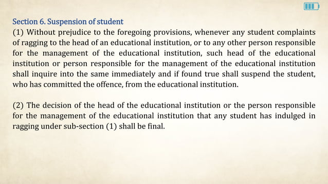 Tamil Nadu Prohibition of Ragging Act (1997) | PPTX